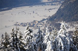 Blick auf Aufhofen im Winter