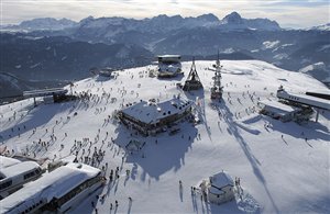 Blick auf das Skigebiet Kronplatz